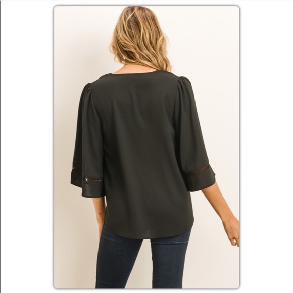 Black Bell Sleeve Top - Picture 2 of 2
